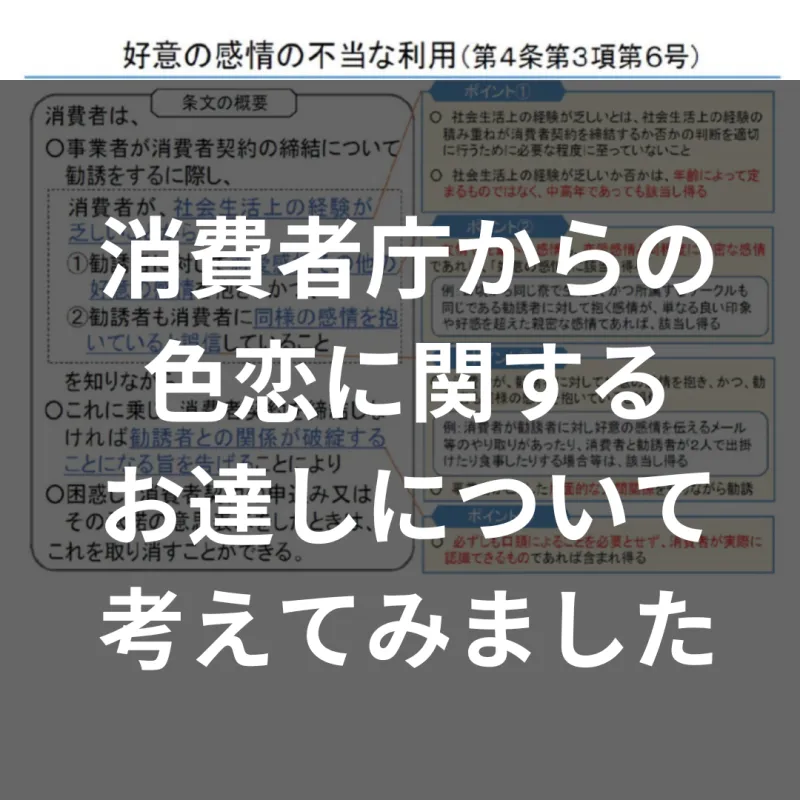 巷で話題の消費者庁色恋に関する勧告について思うこと